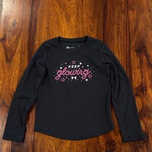 Under Armour Kids Dri-Fit Long Sleeve Shirt - Black with Pink Sparkle Design